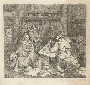 Kartenspielende und trinkende Männer in der Küche von Willem Cornelis van Dijk