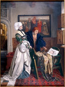Karl V. und Jeanne Vandergeynst an der Wiege ihrer Tochter Marguerite, 1870 von Willem Geets