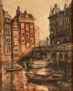 Brücke über den Kanal, Rotterdam von Willem Georg Frederik Jansen