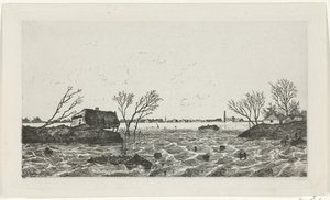 Deichbruch bei Dreumel, 1855 von Willem Gruyter jr.