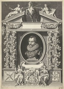 Porträt von Gerard Thibault in architektonischer Umrahmung von Willem Jacobsz Delff