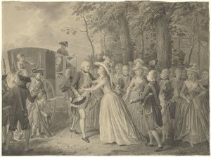 Begegnung von Prinzessin Wilhelmina mit ihrem Bruder König Friedrich III. von Preußen in Kleve, 1788