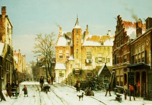 Ein niederländisches Dorf im Winter