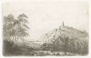 Berglandschaft mit Schloss auf Berggipfel von Willem Matthias Jan van Dielen