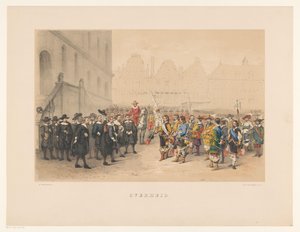 Dritte Gruppe der Utrechter Maskerade 1856 von Willem Pieter Hoevenaar