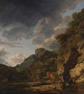 Berglandschaft mit Fluss und Wagen, drittes Viertel des 17. Jahrhunderts