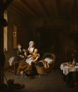 Eine Mutter füttert ihr Kind (Die glückliche Mutter) von Willem Van Mieris