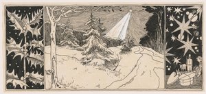 Stern scheint auf eine Winterlandschaft