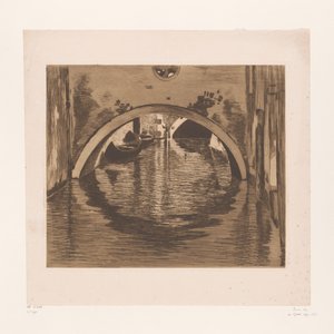 Blick unter eine Brücke mit zwei Ruderbooten von Willem Witsen (signed by artist)