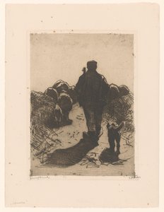 Schäfer mit Hund hinter seiner Herde von Willem Witsen (signed by artist)