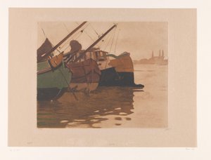Torfboote im IJ von Willem Witsen (signed by artist)