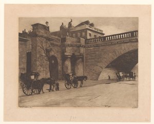 Wartende Kutschen bei der Waterloo Bridge in London von Willem Witsen (signed by artist)