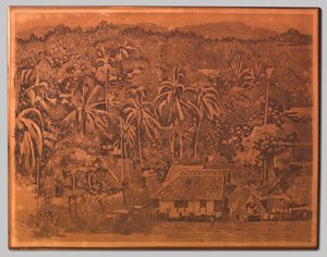 Blick auf Häuser und Vegetation in Buitenzorg von Willem Arnoldus Witsen