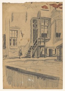 Mädchen bei hölzerner Treppe, Kaumauer von Willem Arnoldus Witsen