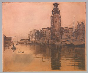Oude Schans mit Montelbaanstoren und Ruderboot
