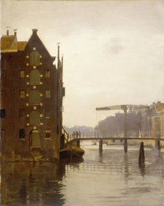 Lagerhäuser an einem Amsterdamer Kanal in Uilenburg