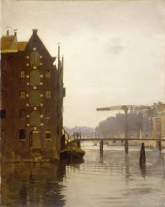 Blick von der Rapenburgwal auf die Peperbrug und das Schwedenlager