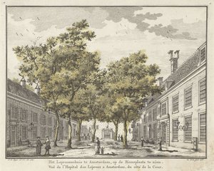 Ansicht des Innenhofs des Leprosenhauses in Amsterdam