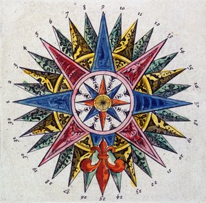 Rose des vents (Detail), „Le theatre du monde ou Nouvel atlas“ von Guillaume et Jean Blaeu