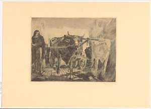 Zwei Ochsen vor einem Wagen von Willem van Konijnenburg (signed by artist)