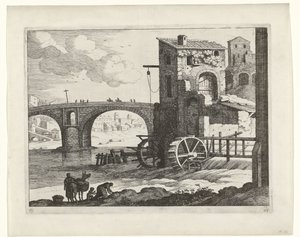 Brücke und Wassermühle