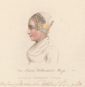 Kopfbedeckung eines Mädchens aus Nordholland, 1816