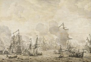 Episode aus der Schlacht zwischen den niederländischen und schwedischen Flotten im Sund, 8. November 1658
