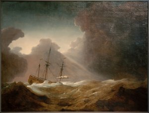 Niederländisches Schiff vor einem aufziehenden Sturm von Willem van de Velde the Younger