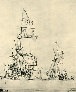 Schiffe auf See, Mitte bis Ende des 17. Jahrhunderts von Willem van de Velde the Younger