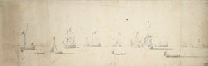 Niederländische Schiffe vor Anker, ca. 1664 von Willem van de the Elder Velde