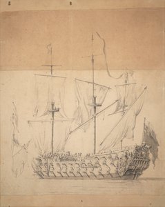 Porträt eines englischen Dreideckers, ca. 1673
