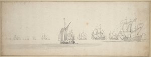 Die niederländische Flotte auf dem Weg zur schottischen Küste von Willem van de the Elder Velde