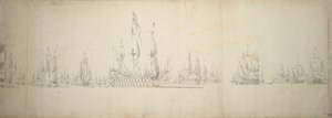 Der Tag vor der Schlacht von Lowestoft, 2.-12. Juni 1665 von Willem van de the Elder Velde