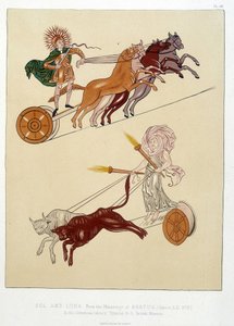 Allegorische Figuren der Sonne und des Mondes - in "Die Miniaturen und Ornamente der angelsächsischen und irischen Manuskripte"