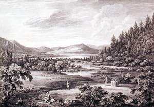Ansicht von Ulswater in Richtung Pooley Bridge, graviert von Chatelin und Canot