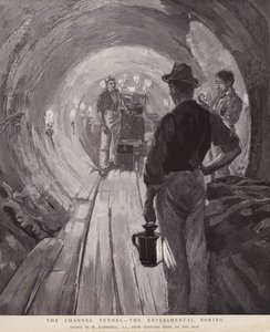 Der Ärmelkanaltunnel - Das experimentelle Bohren (Lithografie)