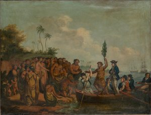 Landung von Captain Cook in Middleburg, Freundschaftsinseln