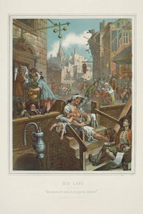 Chromolithographie von William Hogarths Gin Lane von William (after) Hogarth