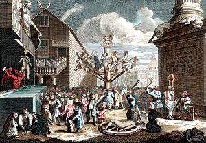Emblematischer Druck des Südsee-Schemas von William (after) Hogarth