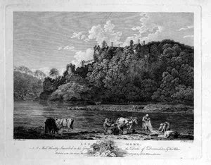 Ansicht von Lismore Castle, County Waterford, Irland, graviert von Thomas Milton, 1786