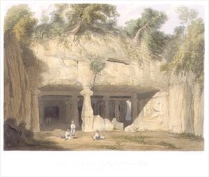 Außenansicht des Großen Höhlentempels von Elephanta, nahe Bombay, im Jahr 1803, aus Band II von 