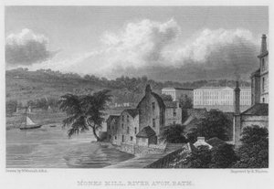 Mönchsmühle, Fluss Avon, Bath (Stich)