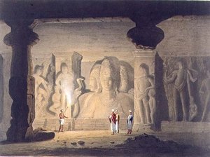 Die Große Triade im Höhlentempel von Elephanta, in der Nähe von Bombay, 1803, aus Band II von 