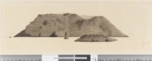 Seite 3b Ansicht einer nicht identifizierten Insel. Links in Tinte 