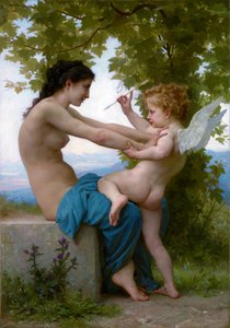 Ein junges Mädchen verteidigt sich gegen Eros