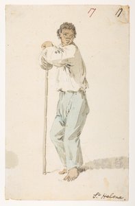 Einwohner von St. Helena aus einem Album von 372 Zeichnungen von Landschaften, Küstenlinien, Kostümen und Alltagsleben während der Gesandtschaft von Lord Macartney an den Kaiser von China, zwischen 1792 und 1794 von William Alexander