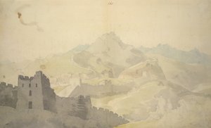 Die Große Mauer von China, aus dem Album von 220 Zeichnungen, hauptsächlich Profile von Küstenlinien, Kostümen und Alltagsleben während der Botschaft von Lord Macartney an den Kaiser von China