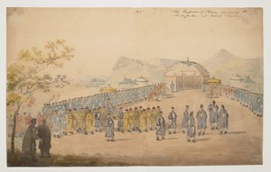 Der Kaiser von China empfängt den Botschafter in Jehol, Tartary