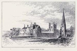 Buckden Palace im Jahr 1790 (Stich) von William Alexander Ansted