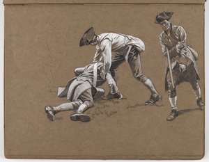 Studie für das Ölgemälde von William Barns Wollen, ?Die Schlacht von Lexington 1775? von William Barnes Wollen